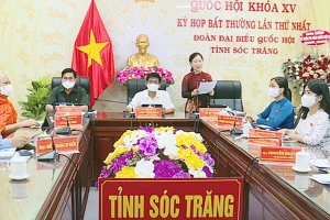 Đại biểu Tô Ái Vang (ĐB Sóc Trăng) góp ý về dự thảo một số cơ chế, chính sách đặc thù cho Cần Thơ. Ảnh: CTV