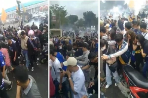 Cảnh bạo động và náo loạn tại sân Jaritidi ở Solo. Ảnh: JAKARTA POST