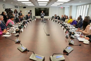 Ảnh chụp phiên họp của các bộ trưởng kinh tế G7 diễn ra tại thủ đô Washington, D.C. (Mỹ). Ảnh: REUTERS