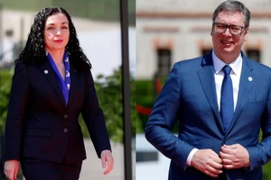 Lãnh đạo Kosovo - bà Vjosa Osmani và Tổng thống Serbia - ông Aleksandar Vucic. Ảnh: EPA