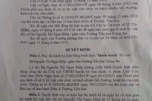 Hai giáo viên không chịu chuyển công tác bị kỷ luật khiển trách