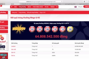 Thêm 1 người trúng số Jackpot trị giá 64,8 tỉ đồng