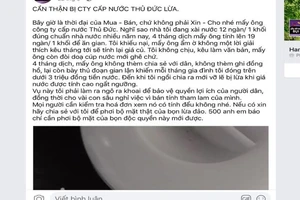 Cấp nước Thủ Đức hoàn tiền cho khách hàng vì tính sai giá nước