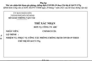 Công bố mẫu thẻ xác nhận màu đỏ khi tham gia phòng, chống COVID-19