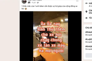 Đang kiểm tra xe ô tô đi sai làn ở đường hầm sông Sài Gòn