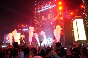 Hàng nghìn người ngồi chật kín tại Công viên bờ sông Sài Gòn để chờ xem pháo hoa