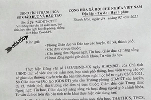 Thanh Hóa thông báo hỏa tốc cho học sinh nghỉ học từ ngày 2-2