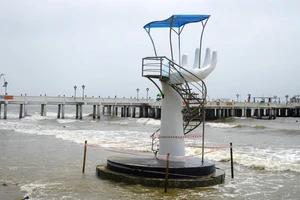 Bàn tay khổng lồ trên biển Hải Tiến được bảo vệ bằng cọc tre, dây ni lông