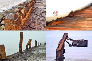 Đoạn bờ kè chắn sóng ở biển Sầm Sơn hư hại nghiêm trọng, gây nguy hiểm