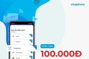 Hoàn ngay 100.000 đồng khi nạp thẻ VinaPhone trên ứng dụng