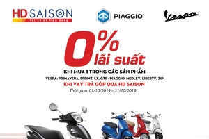 Lãi suất 0% hút người tiêu dùng mua trả góp xe Piaggio