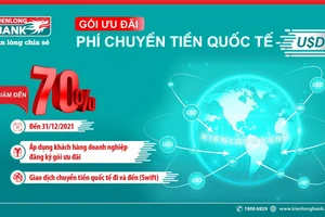 Kienlongbank giảm đến 70% phí chuyển tiền quốc tế đối với USD 