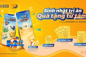 SHB tặng vàng SJC 9999 cho khách hàng chơi game