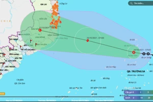 Mô hình dự báo vị trí và đường đi của áp thấp nhiệt đới. Ảnh: VNDMS