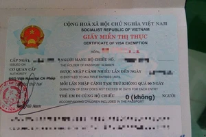 Giảm thời gian cấp giấy miễn thị thực xuống còn 1 ngày