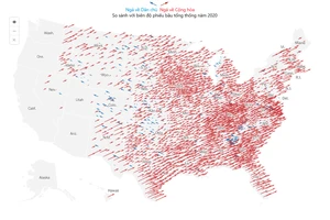Hình dung sự 'dịch chuyển đỏ' khắp nước Mỹ mang lại chiến thắng cho ông Trump