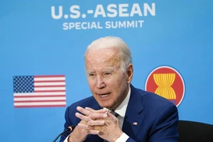 Ông Biden phát biểu tại Hội nghị cấp cao đặc biệt Mỹ-ASEAN ngày 13-5. Ảnh: AP