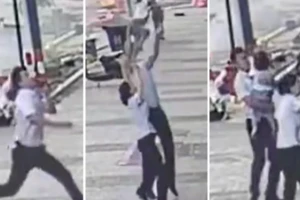 Anh Trầm Đông đã đỡ được bé gái rơi từ mái tôn tầng 1, sau khi bé rơi khỏi một cửa sổ tầng 5 chung cư. Ảnh: WEIBO