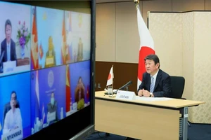 Ngoại trưởng Nhật Toshimitsu Motegi. Ảnh: KYODO 