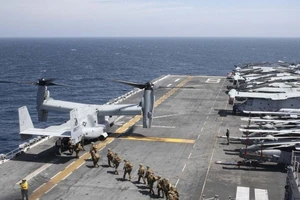 Máy bay V-22 Osprey, được mệnh danh là "chim ưng biển" của Mỹ. Ảnh: HẢI QUÂN MỸ/AFP