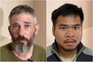 Alex Drueke (trái) và Andy Huynh, hai cựu binh Mỹ bị Nga bắt giữ tại Ukraine. Ảnh: NTY57NTY/TWITTER/THE STRAITS TIMES