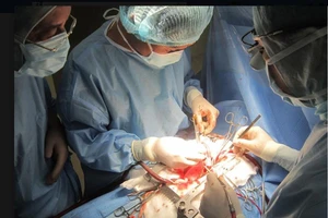 Dùng miếng vá màng ngoài tim để khâu lỗ thông liên nhĩ