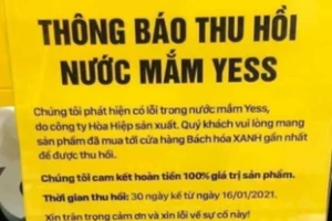 Bách hóa xanh thu hồi nước mắm bị lỗi