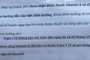 TP.HCM tạm hoãn cho trẻ uống vitamin A liều cao đợt 2-2022