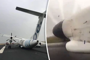 Clip: Máy bay gãy càng hạ cánh khi tiếp đất