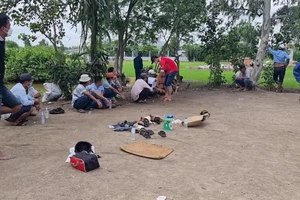 Công an đột kích phá điểm đá gà quy mô lớn ở khu đất hoang