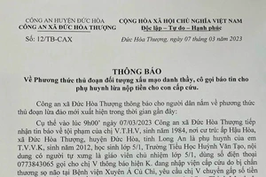 Cảnh báo giả giáo viên báo tin học sinh bị tai nạn, đề nghị phụ huynh chuyển tiền tại Long An