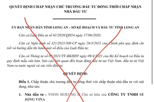Phát hiện văn bản giả mạo quyết định chấp thuận chủ trương đầu tư dự án ở Long An