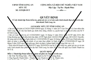Long An: Xuất hiện quyết định giả mạo Sở Y tế trên không gian mạng