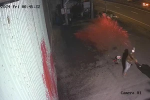 Clip ghi cảnh thanh niên tạt sơn kho lúa gạo cặp quốc lộ 1 lúc đêm khuya