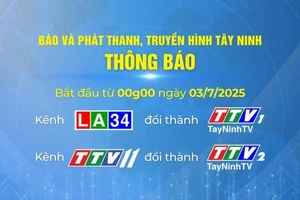 Tây Ninh đổi tên hai kênh truyền hình từ 3-7