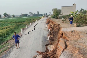 Tây Ninh: Sạt lở 60m đường ven sông Lò Gạch ở xã Vĩnh Hưng