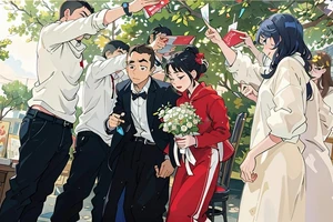 Ảnh lễ cưới được tái hiện lại bằng công nghệ trí tuệ nhân tại. Ảnh: Wuan đi chụp ảnh.