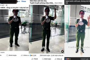 Clip hướng dẫn phòng cháy chữa cháy và cứu nạn cứu hộ do Thiếu tá Đỗ Tấn Tài đang được chia sẻ trên mạng xã hội.