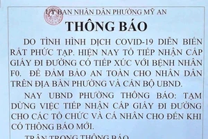 Đà Nẵng: 1 phường phải ngưng cấp giấy đi đường vì có người tiếp xúc với F0