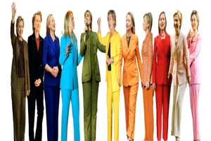 Phụ nữ Mỹ mặc vest Clinton đi bầu