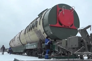 Tên lửa đạn đạo nhiệt hạch hạng nặngRS-28 Sarmat của Nga. Ảnh: SPUTNIK