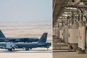 Máy bay ném bom B-52 (trái) và cơ sở làm giàu uranium Fordow của Iran (phải). Ảnh: REUTERS