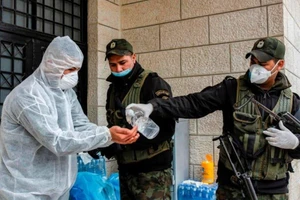 Cảnh sát Palestine tại Bethlehem trong khu Bờ Tây. Ảnh: REUTERS