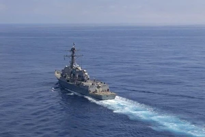 USS Rafael Peralta là tàu khu trục thứ hai của Mỹ xuất hiện ở Hoàng Hải chỉ trong vòng chưa tới một tháng. Ảnh: TWITTER