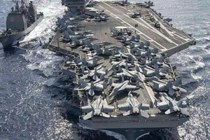 Tàu sân bay USS Ronald Reagan của Hải quân Mỹ. Ảnh: UPI