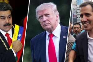 Ông Trump (giữa) để mở khả năng gặp ông Maduro (trái) và nói có suy nghĩ thêm về việc ủng hộ ông Guaido (phải). Ảnh: NBC NEWS