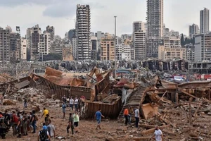 Hiện trường vụ nổ gần cảng Beirut (Lebanon) ngày 4-8. Ảnh: STR/AFP/GETTY IMAGES