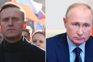 Nhân vật đối lập Alexey Navalny (trái) và Tổng thống Nga Vladimir Putin (phải).