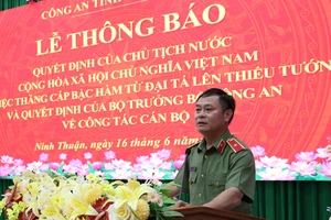 Giám đốc Công an Ninh Thuận được thăng cấp bậc hàm thiếu tướng, nhận nhiệm vụ mới