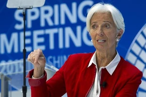 Giám đốc IMG Lagarde nói chuyện tại hội nghị mùa xuân 2019 - Ảnh: AP